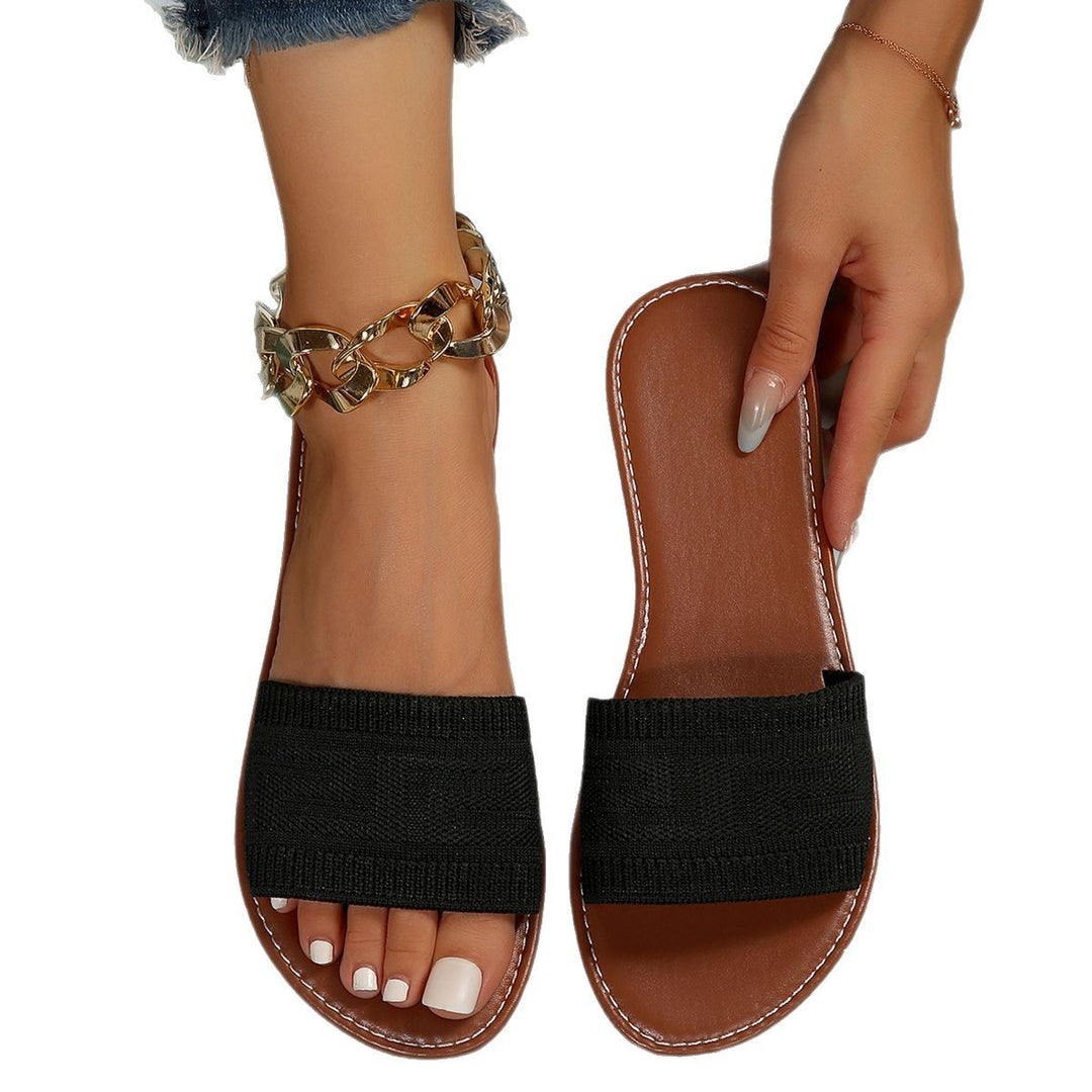 Damen trendige Slide-Sandalen mit elastischem Obermaterial und komfortabler Sohle EB