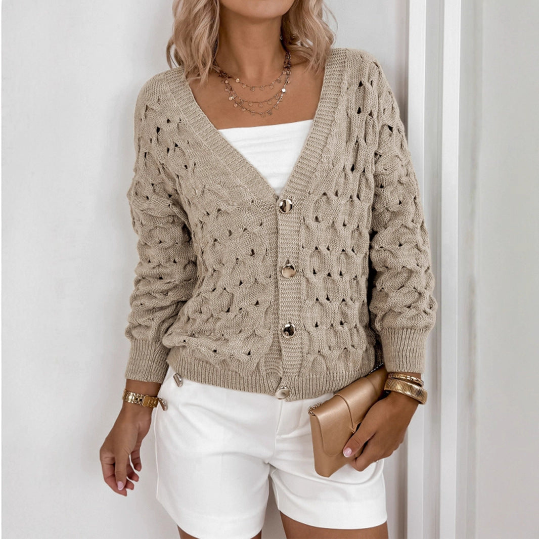 Damen Strickjacke mit luftiger Maschenstruktur und eleganten Knopfdetails EB