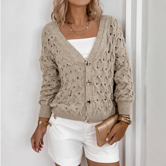Damen Strickjacke mit luftiger Maschenstruktur und eleganten Knopfdetails EB