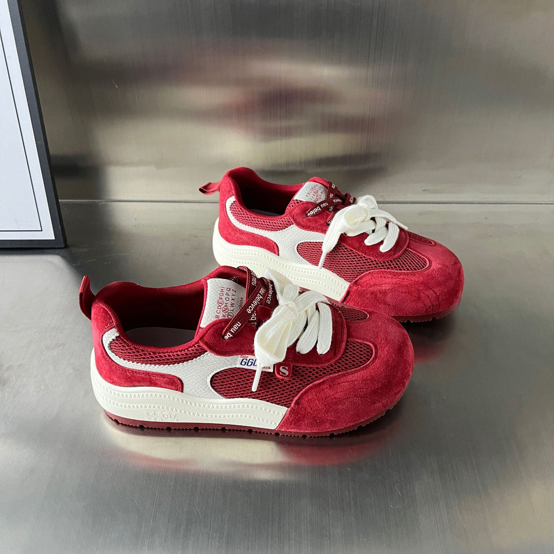 Damen Sportliche Sneakers mit atmungsaktiver Mesh-Oberfläche und eleganter Wildleder-Applikation EB