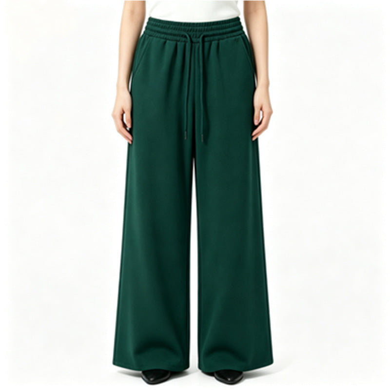 Damen nan weite High-Waist Loungehose mit elastischem Bund, Kordelzug und fließendem Jersey EB