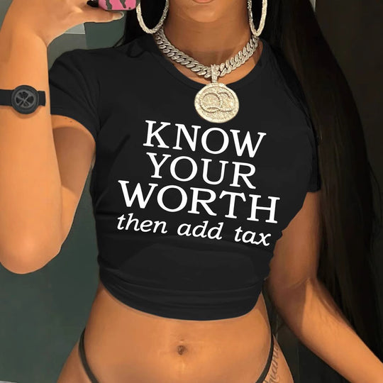 Damen Crop-T-Shirt mit inspirierendem Schriftzug EB