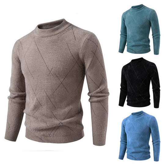 Herren Feiner Strickpullover mit modernem Zopfmuster EB