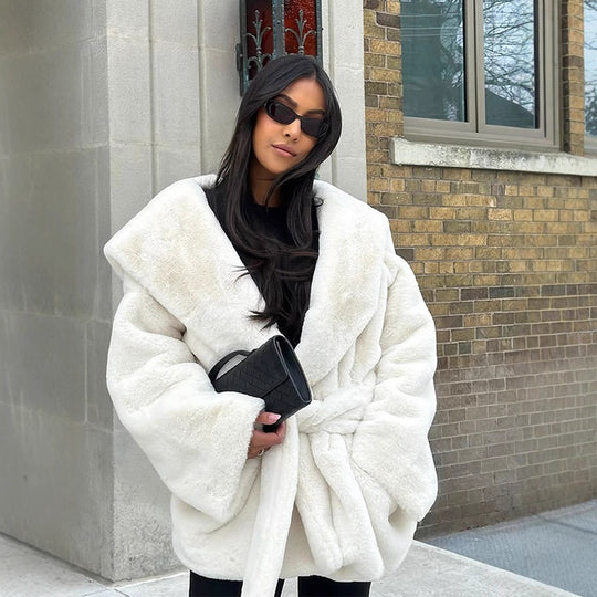 Damen Oversize-Plüschmantel EB