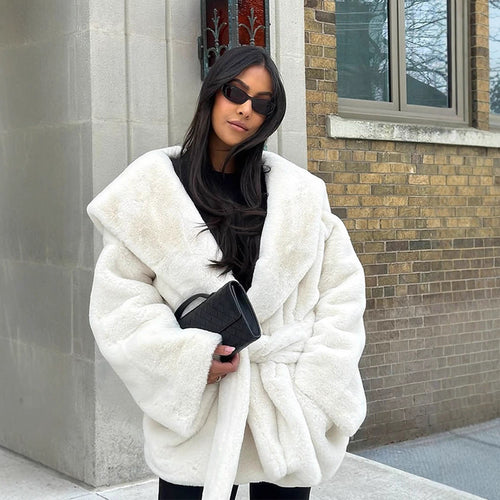 Damen Oversize-Plüschmantel EB