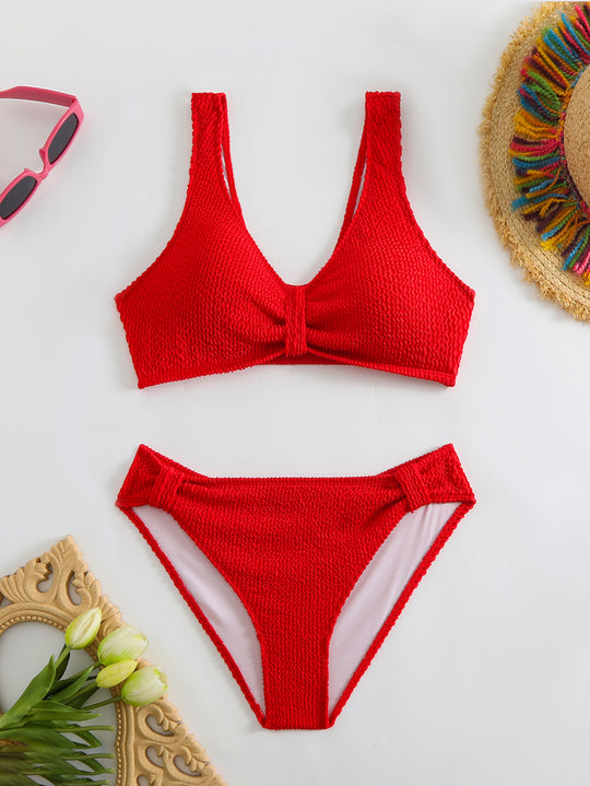 Damen Strandbikini-Set mit stylischem Wellenmuster EB
