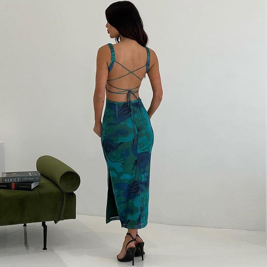 Damen Maxikleid im eleganten Camouflage-Design EB