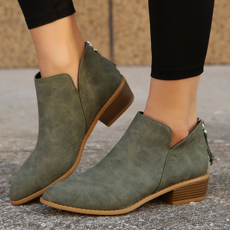Damen modische Stiefeletten im angesagten Metallic-Look mit seitlichem Reißverschluss EB