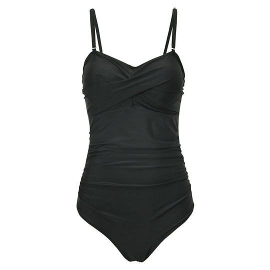 Damen Einteiliger Wickel-Badeanzug mit Streifenmuster EB