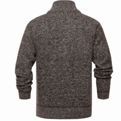 Herren gebürstete Strickjacke mit kariertem Thermofutter und Stehkragen EB