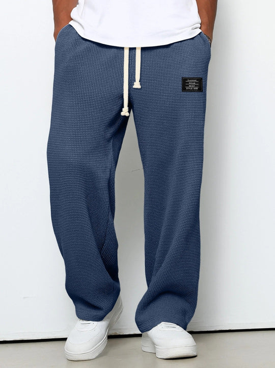 Herren nan lässige Waffelstruktur Lounge-Hose mit Kordelzug, elastischem Bund und weiter Passform EB