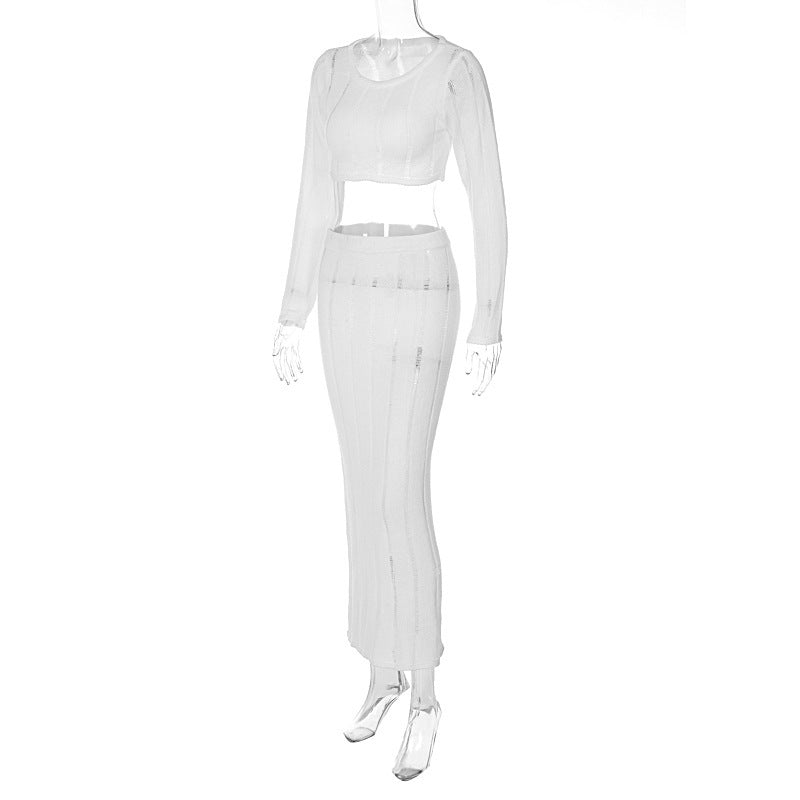 Damen elegantes und luftiges Crop-Top mit passendem Maxirock EB