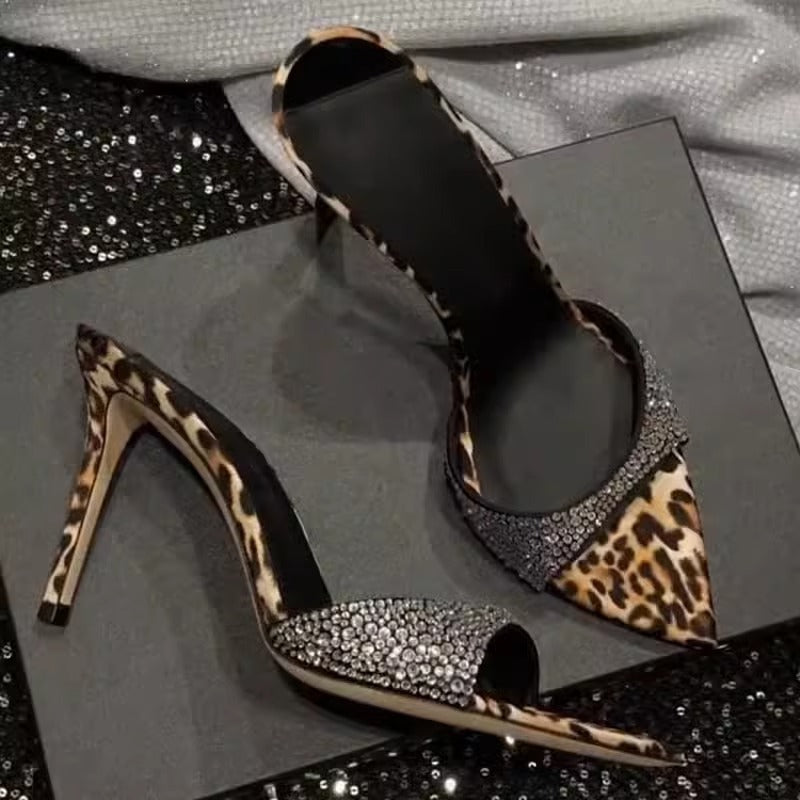 Damen elegante High Heel Sandalen mit Glitzerverzierungen EB