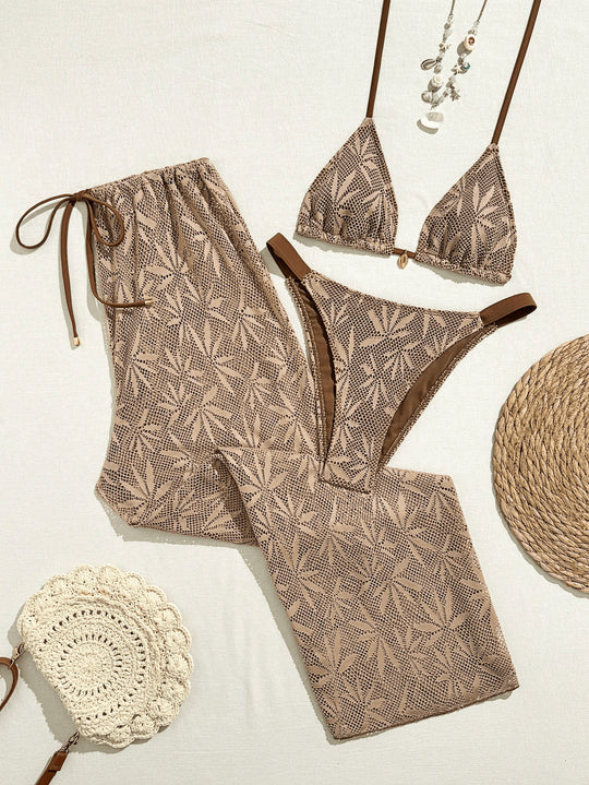 Damen Bikiniset mit modischem Häkelmuster EB