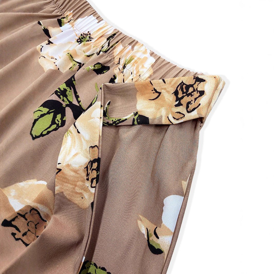 Damen Maxi-Rock mit floralem Muster und taillierter Schleife EB