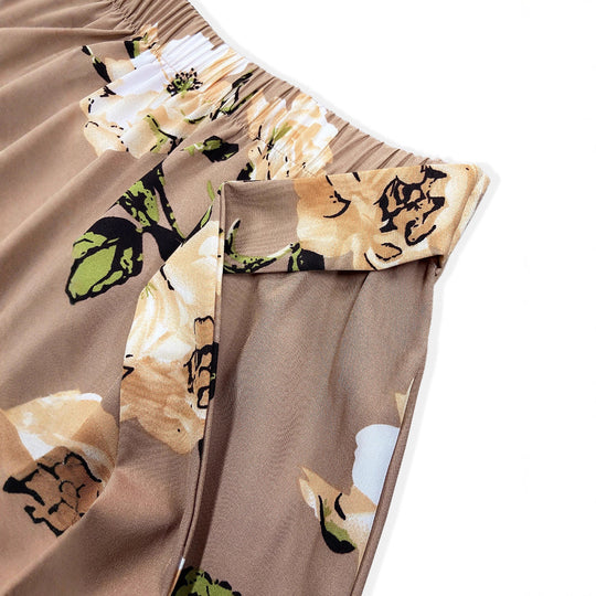 Damen Maxi-Rock mit floralem Muster und taillierter Schleife EB