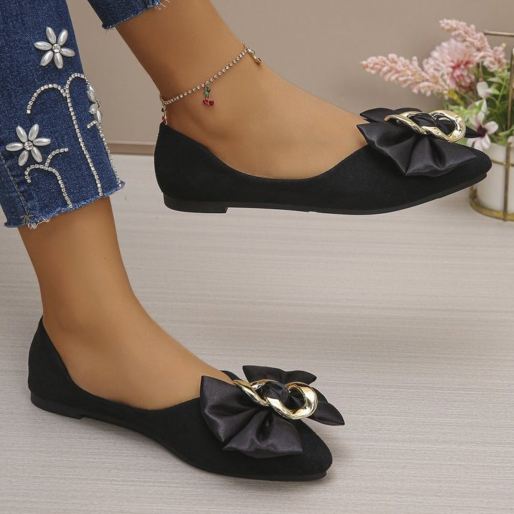 Damen Ballerinas mit eleganter Schleifen-Applikation und Schmuckdetails EB