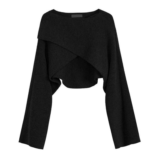 Damen lässiger Cropped-Pullover mit asymmetrischem Schnitt und strukturierter Oberfläche EB