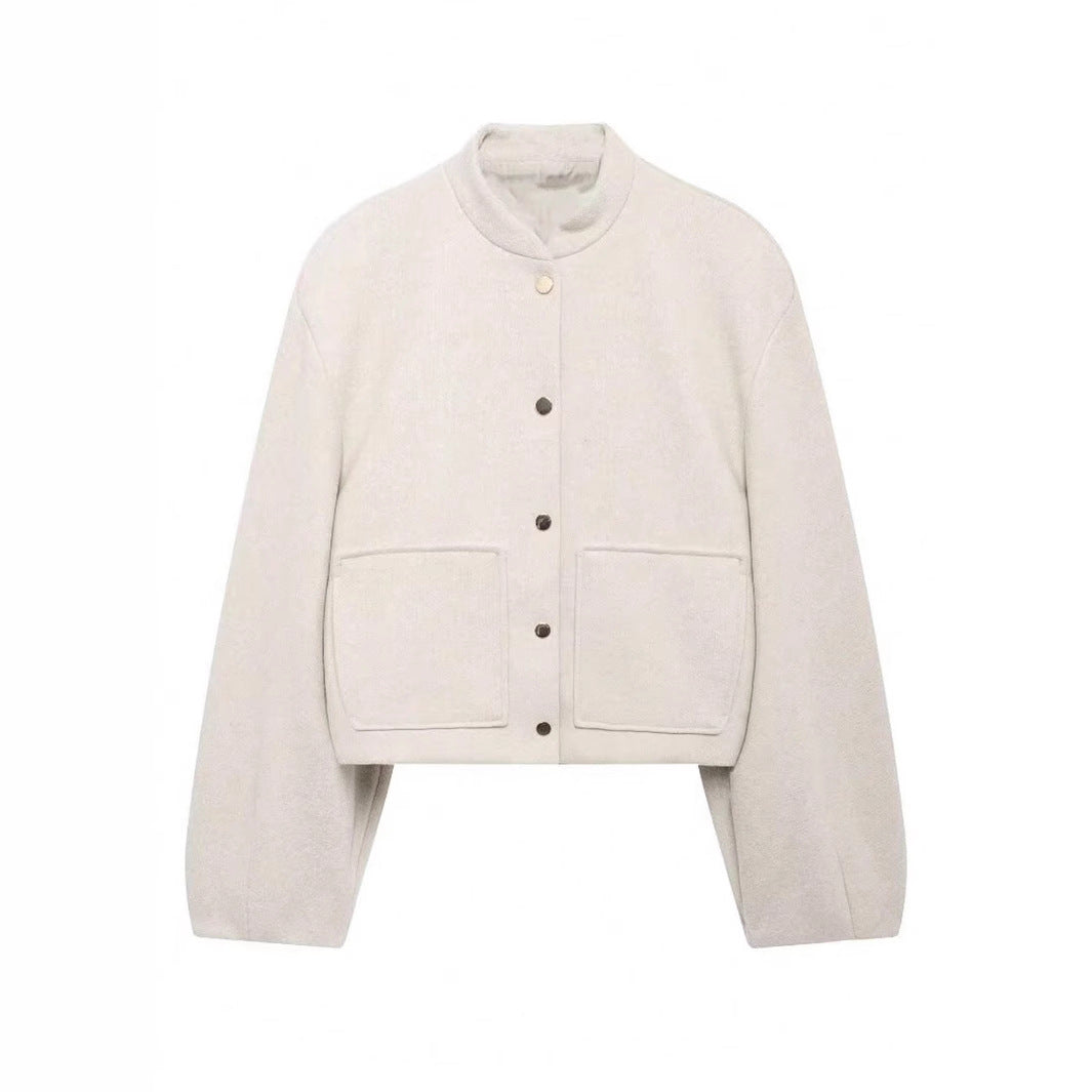 Damen modische kurz geschnittene Jacke mit praktischen Taschen EB