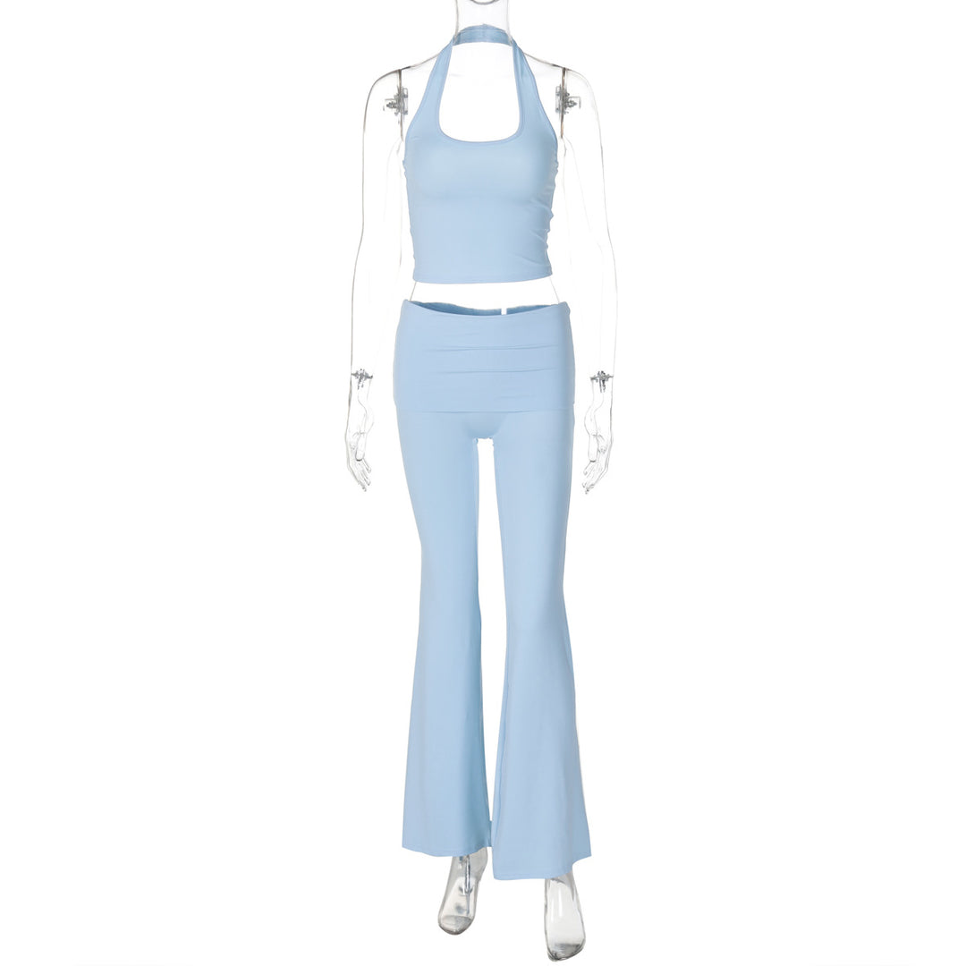 Damen Sportliches Set mit Haltertop und Flared Pants EB