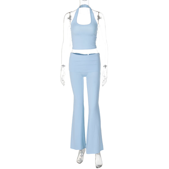 Damen Sportliches Set mit Haltertop und Flared Pants EB