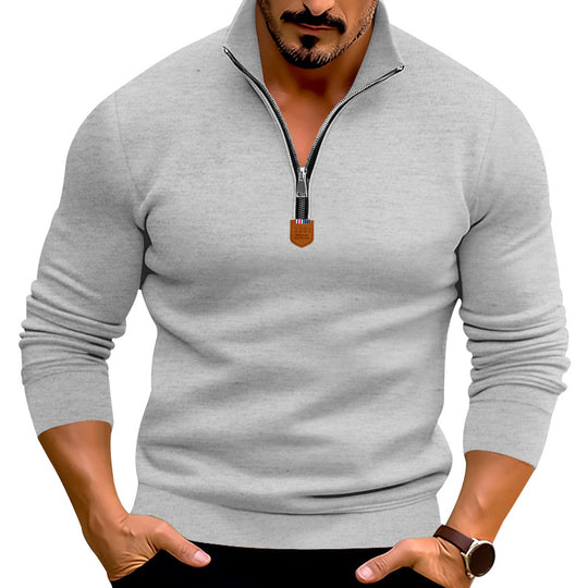 Herren sportlicher Pullover mit modernem Stehkragen und elastischen Bündchen EB