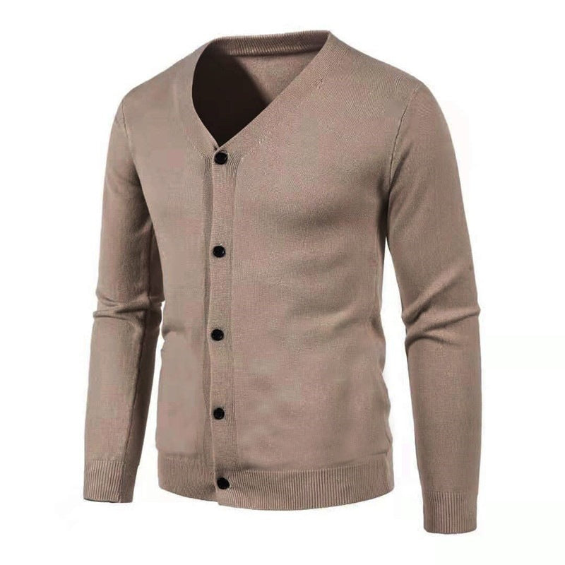 Herren stilvolle Strickjacke mit tiefem V-Ausschnitt und Knopfleiste EB