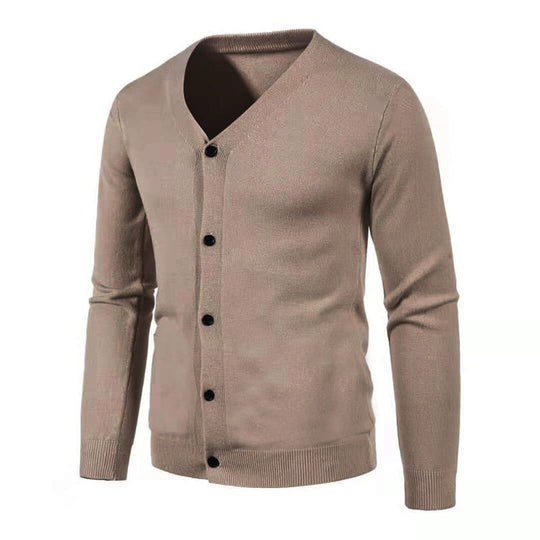 Herren stilvolle Strickjacke mit tiefem V-Ausschnitt und Knopfleiste EB