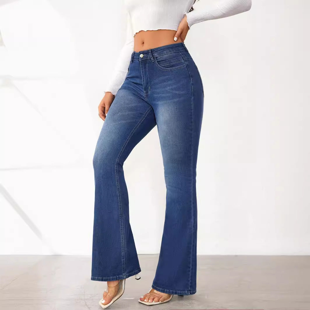 Damen Bootcut Jeans im Vintage-Stil mit hoher Taille EB