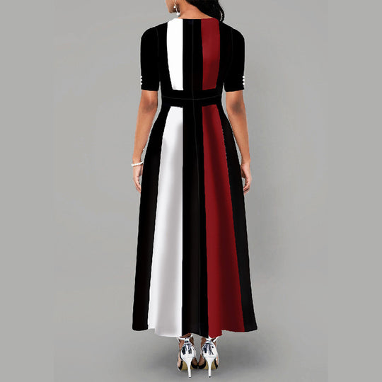 Damen Maxikleid mit modernem Blockdesign und seitlichen Taschen EB