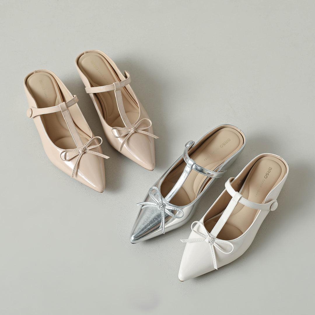 Damen Sling-Ballerinas mit eleganter Schleifen-Applikation und modischer Riemchenführung EB