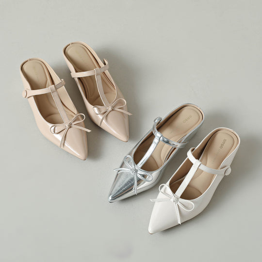 Damen Sling-Ballerinas mit eleganter Schleifen-Applikation und modischer Riemchenführung EB