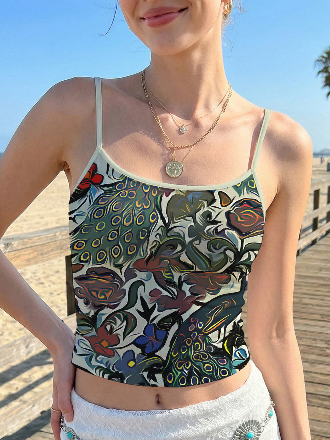 Damen ärmelloses Top mit lebhaftem Paisley-Muster EB