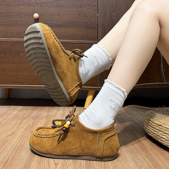 Damen Mokassins mit verspieltem Schnürdesign und weichem Innenfutter EB