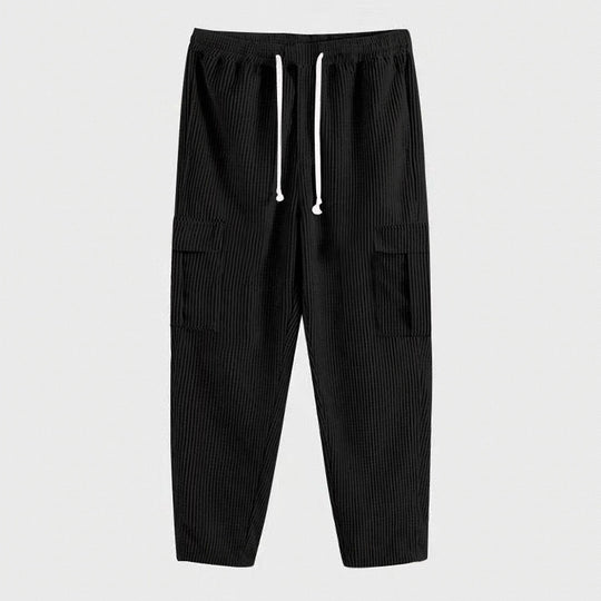 Herren Cord-Cargo-Hose mit elastischem Bund, Kordelzug & aufgesetzten Klappentaschen EB