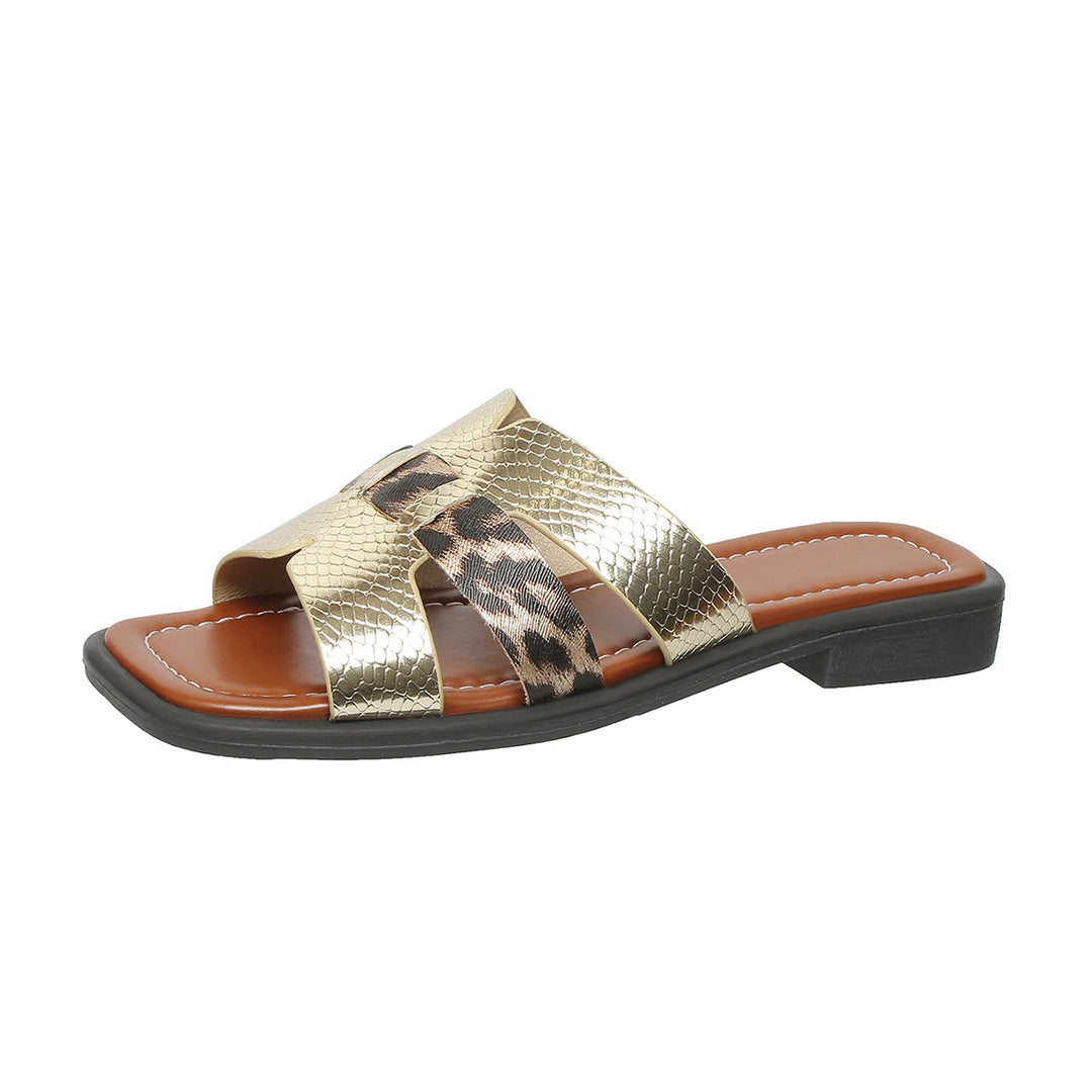 Damen Sandalen im modernen Tierprint mit elegantem Metallic-Finish EB