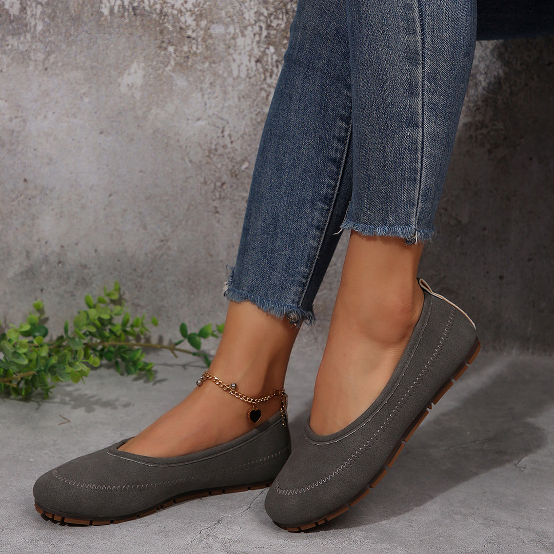 Damen  komfortable Ballerina-Slipper mit gepolstertem Komfortfußbett und rutschfester Profilsohle EB