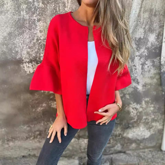 Damen Modische Strickjacke mit weitem Ärmel EB