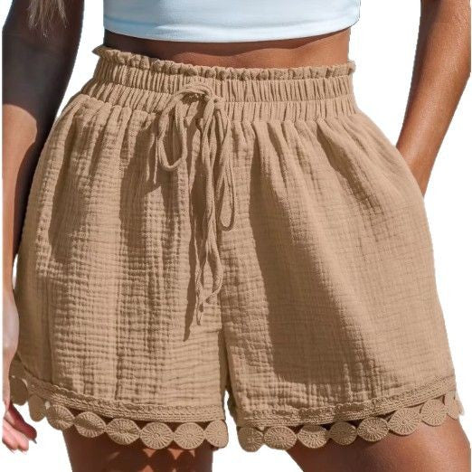 Damen Sommerliche Shorts mit Spitzenbesatz EB