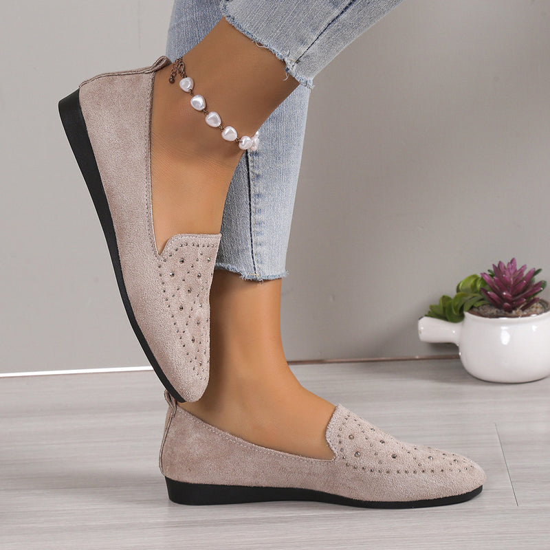 Flache Schuhe, verziert mit Strasssteinen EB