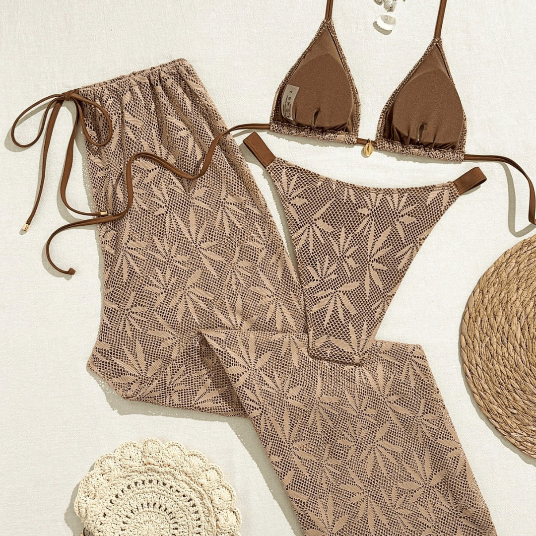 Damen Bikiniset mit modischem Häkelmuster EB