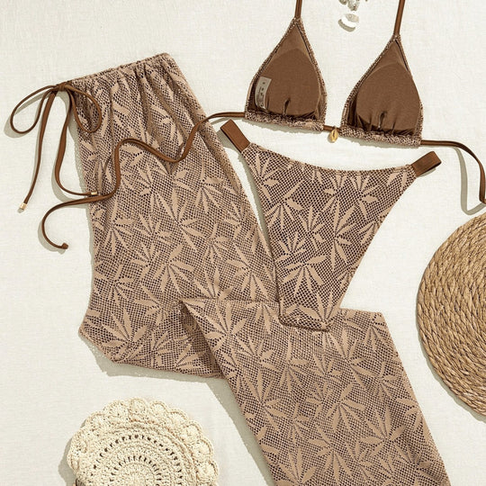Damen Bikiniset mit modischem Häkelmuster EB