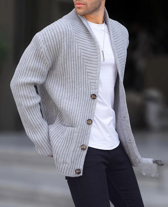 Herren Strickjacke mit tiefem Ausschnitt und knöpfen EB