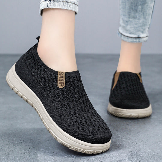 Damen Bequeme Slip-On Sneakers mit luftdurchlässigem Obermaterial EB