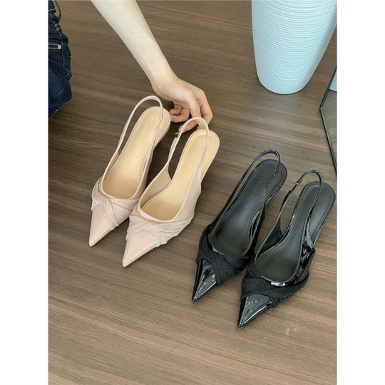 Damen spitze Slingback-Pumps mit elegantem Raffungseffekt EB