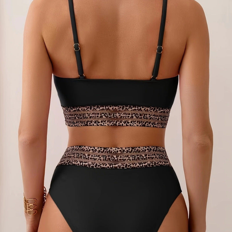 Damen Bikini-Set mit stylischem hohen Bund und modischem Animal-Design EB