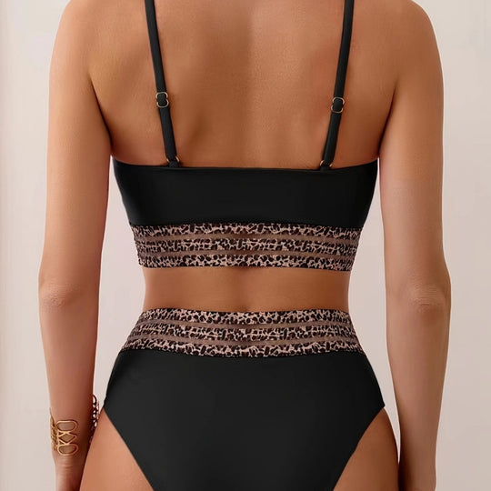Damen Bikini-Set mit stylischem hohen Bund und modischem Animal-Design EB