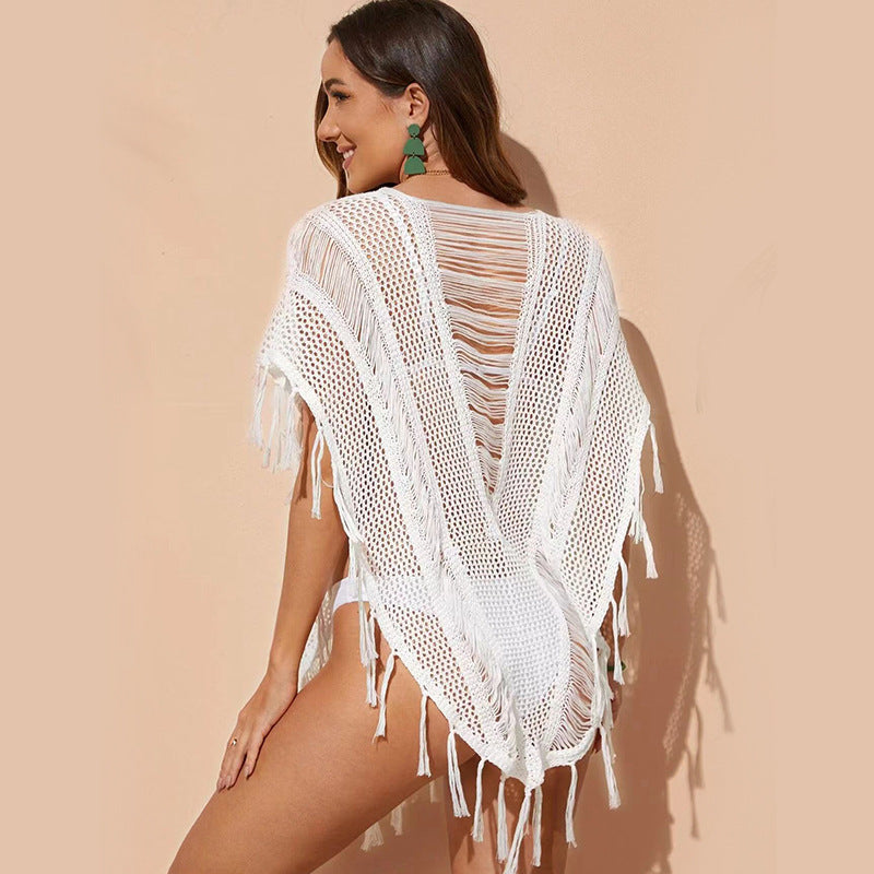 Damen gehäkelter Strandponcho EB
