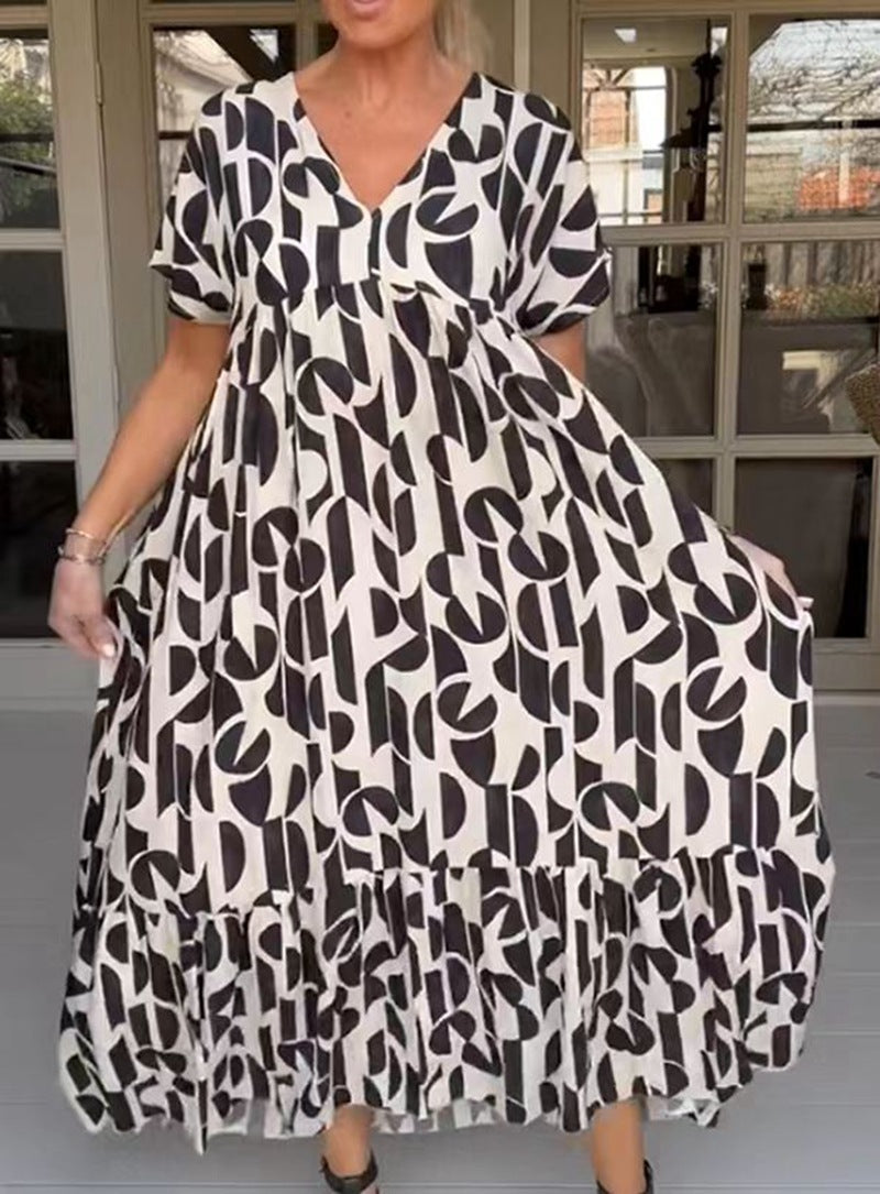 Damen Maxikleid mit modernem grafischen Design Heidi-Mode