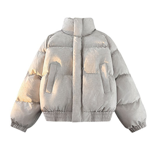 Damen Stylische Daunenjacke mit hoher Kragen und elastischen Ärmelabschlüssen EB